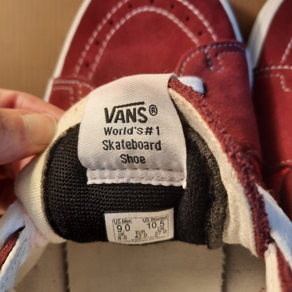 VANS Sk8-mid suede skateboarding shoes, gorgeous deep red w/white, New in box - Picture 9 of 10